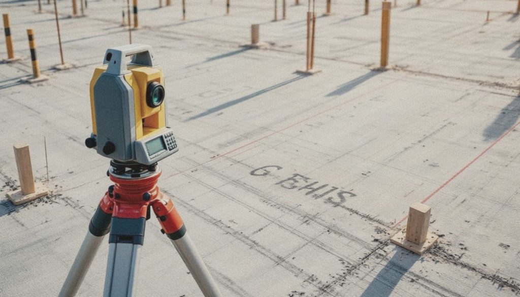 Totalstation auf einer Bodenplatte